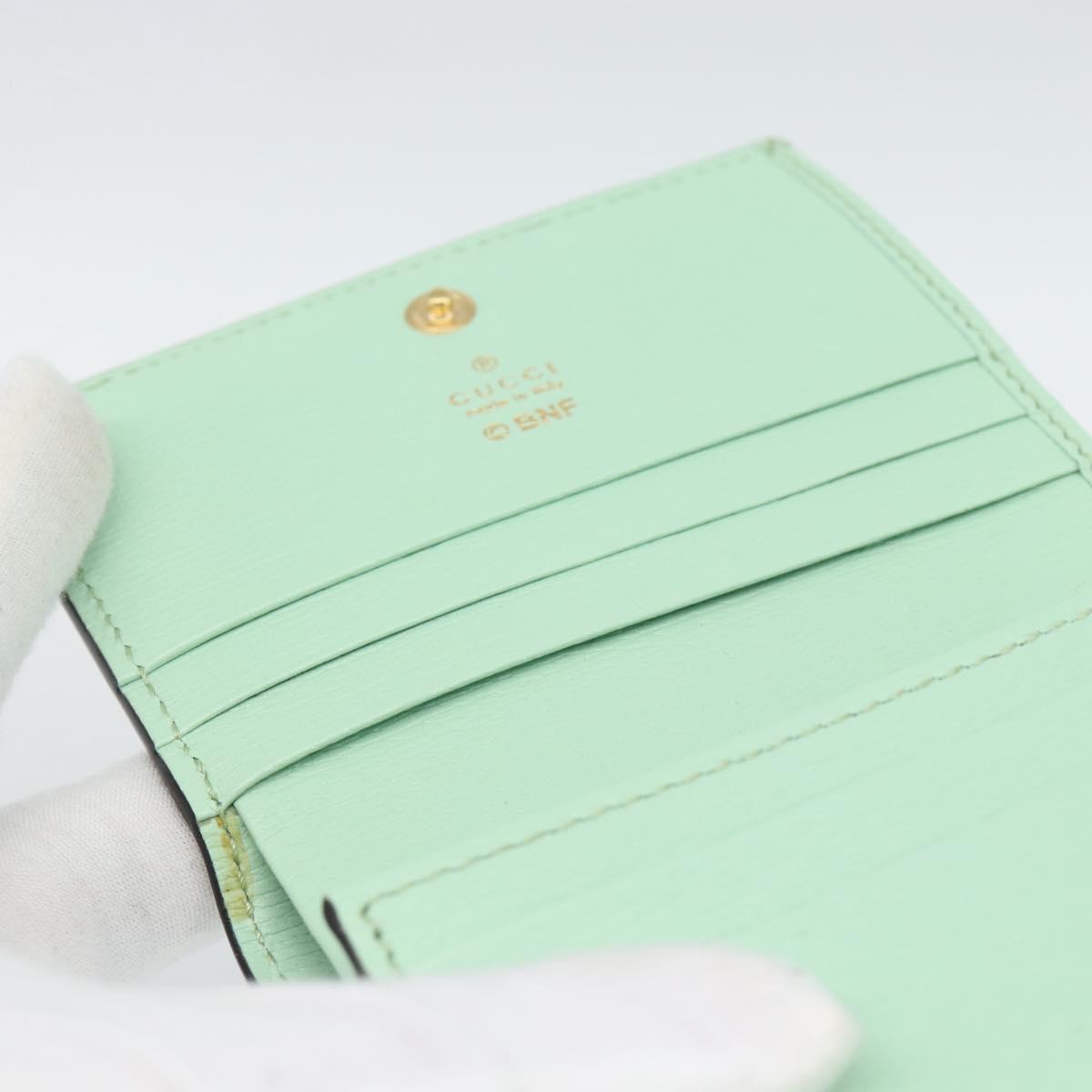 GUCCI Bananya Compact Wallet Leather Mint Green 701009 Auth 191625M