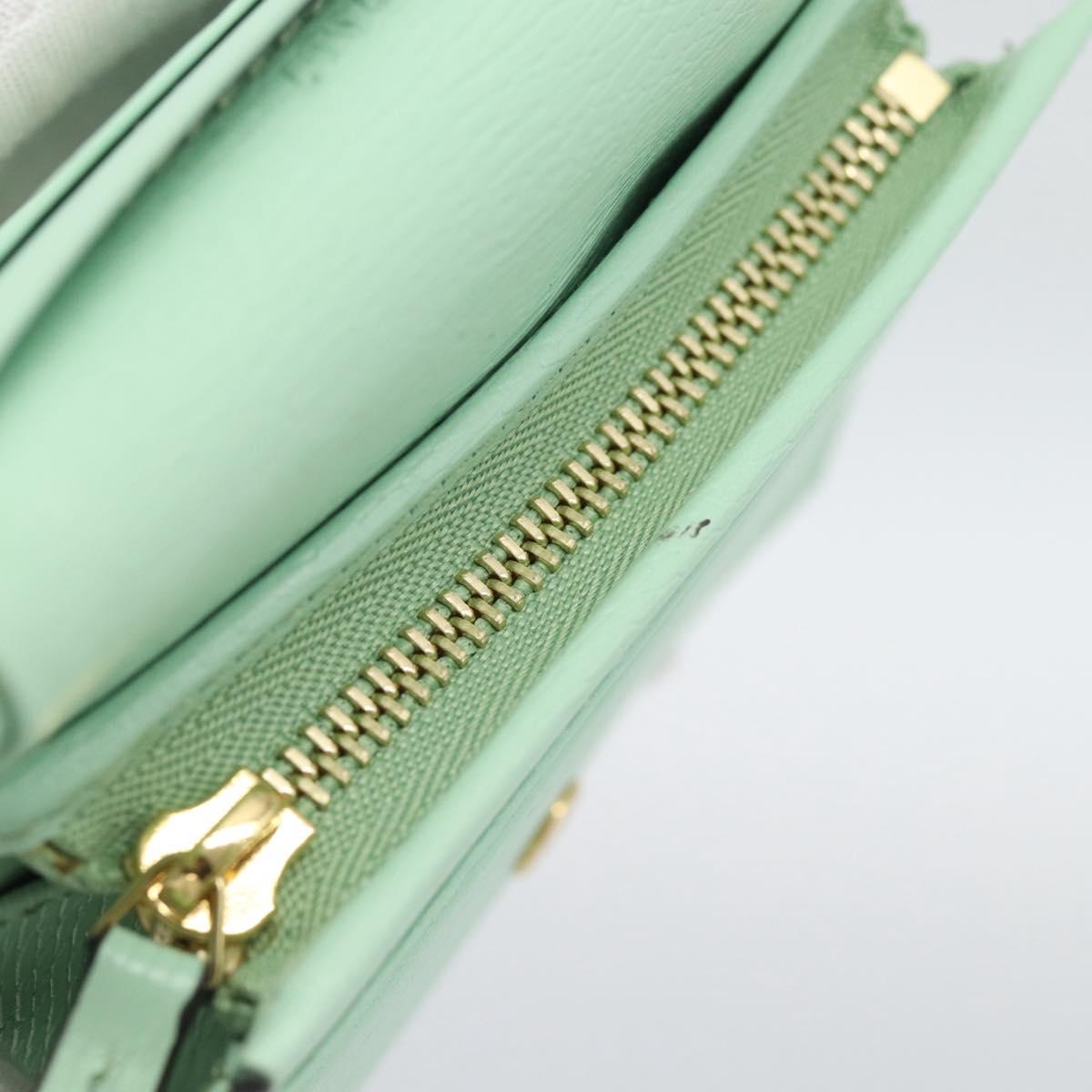 GUCCI Bananya Compact Wallet Leather Mint Green 701009 Auth 191625M