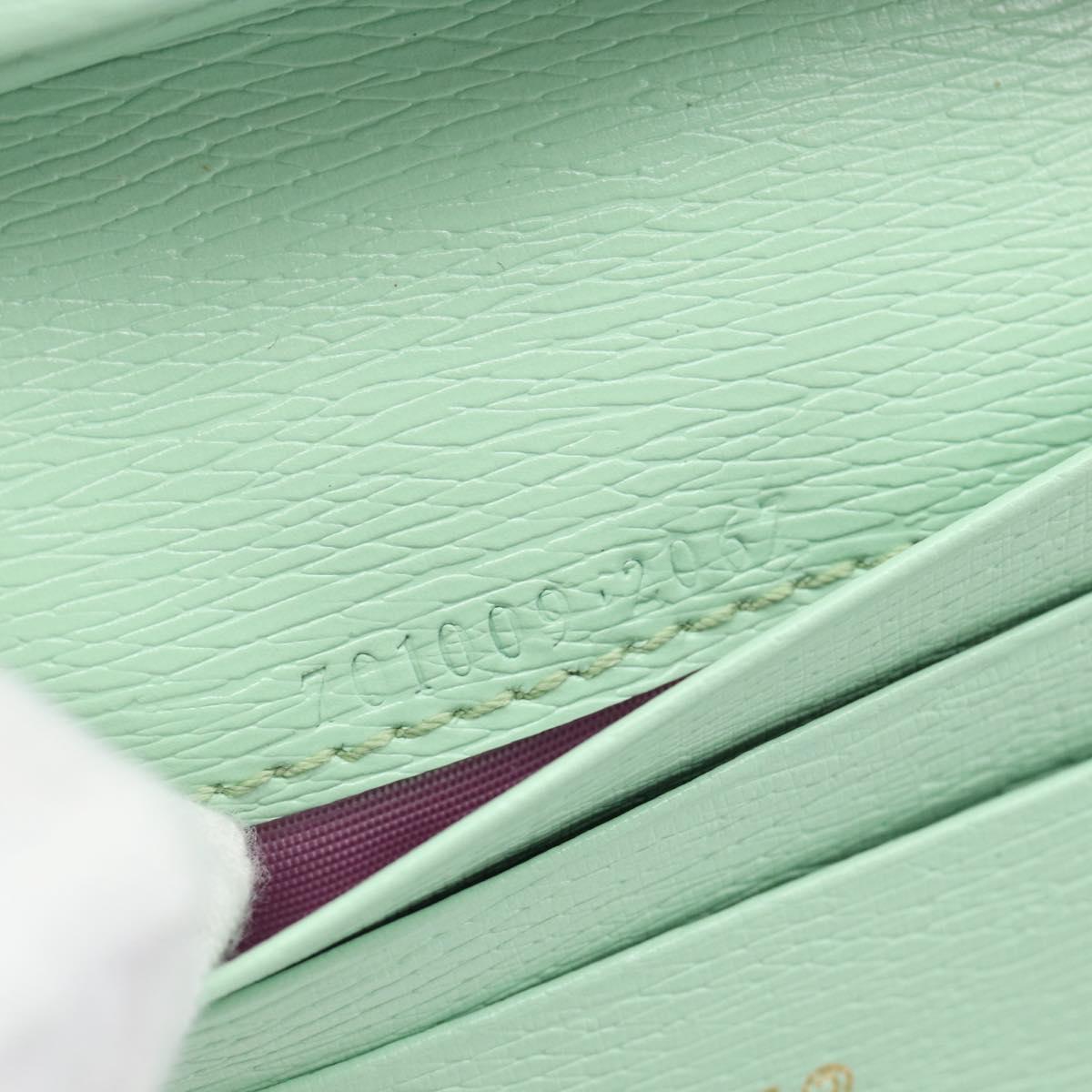 GUCCI Bananya Compact Wallet Leather Mint Green 701009 Auth 191625M