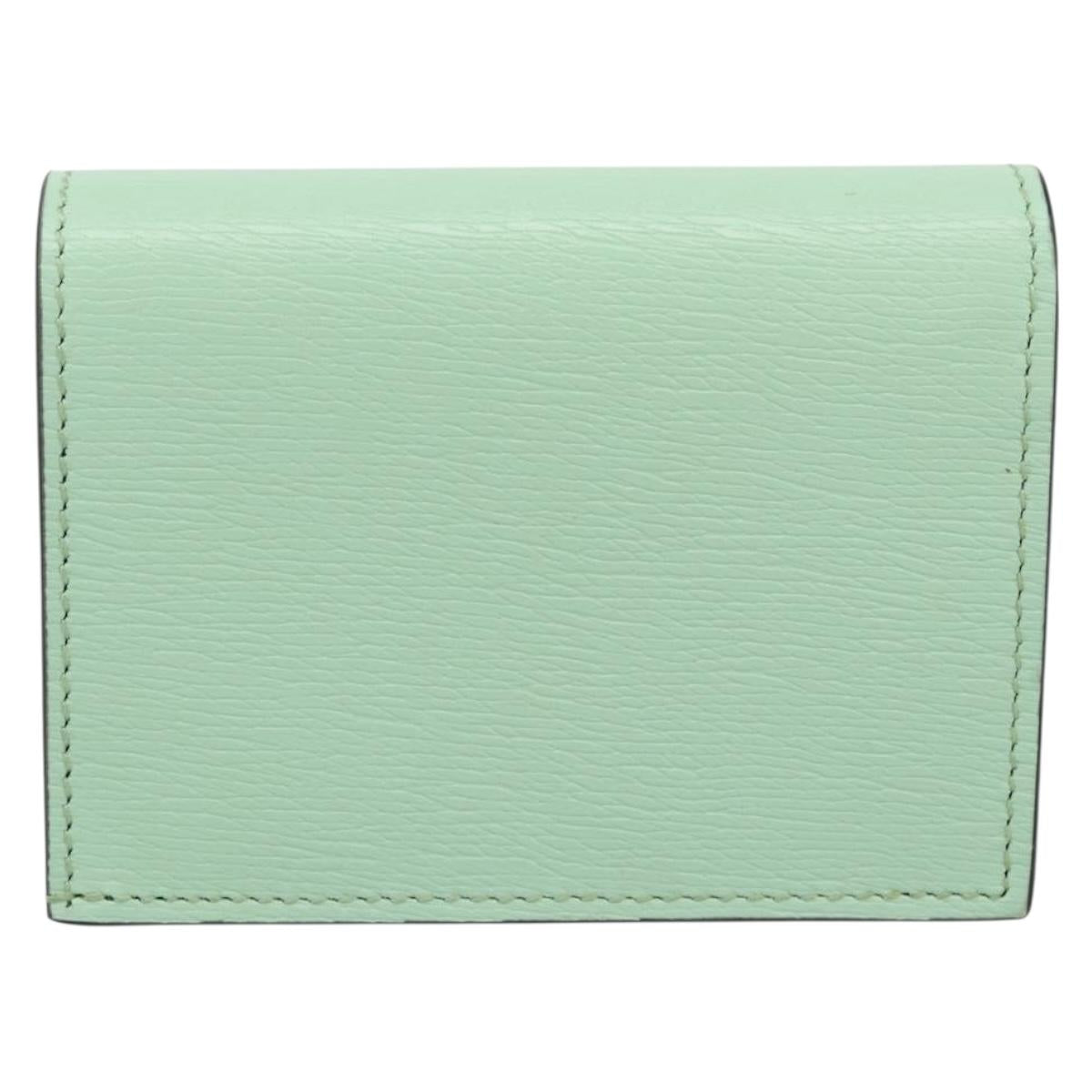 GUCCI Bananya Compact Wallet Leather Mint Green 701009 Auth 191625M