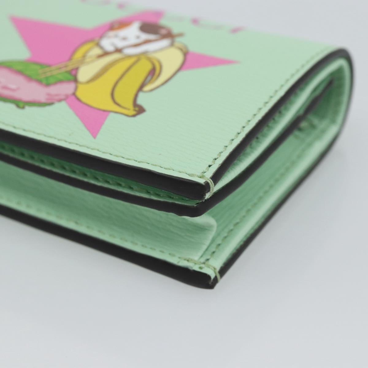 GUCCI Bananya Compact Wallet Leather Mint Green 701009 Auth 191625M