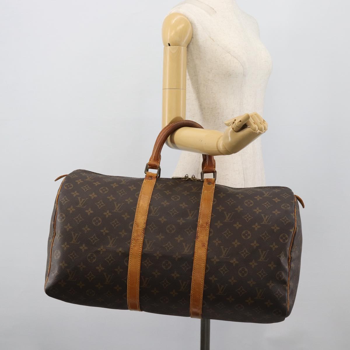 LOUIS VUITTON Monogram Keepall 50 Boston Bag M41426 LV Auth 191635