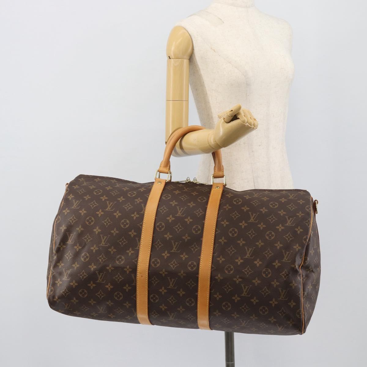 LOUIS VUITTON Monogram Keepall Bandouliere 55 Boston Bag M41414 LV Auth 191636