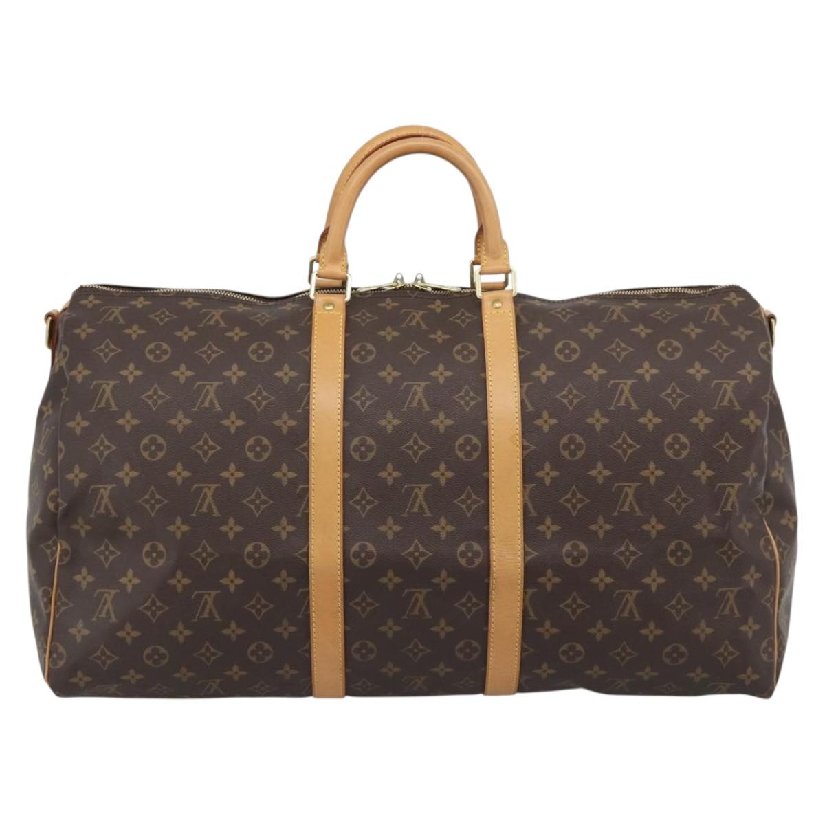 LOUIS VUITTON Monogram Keepall Bandouliere 55 Boston Bag M41414 LV Auth 191636