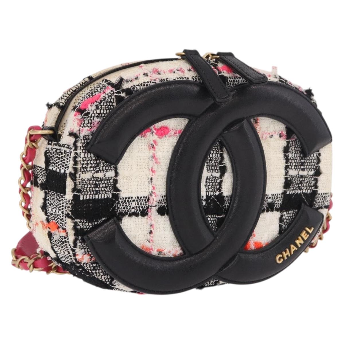 CHANEL Matelasse Chain Shoulder Bag Tweed Multicolor Gold CC Auth 191646SM
