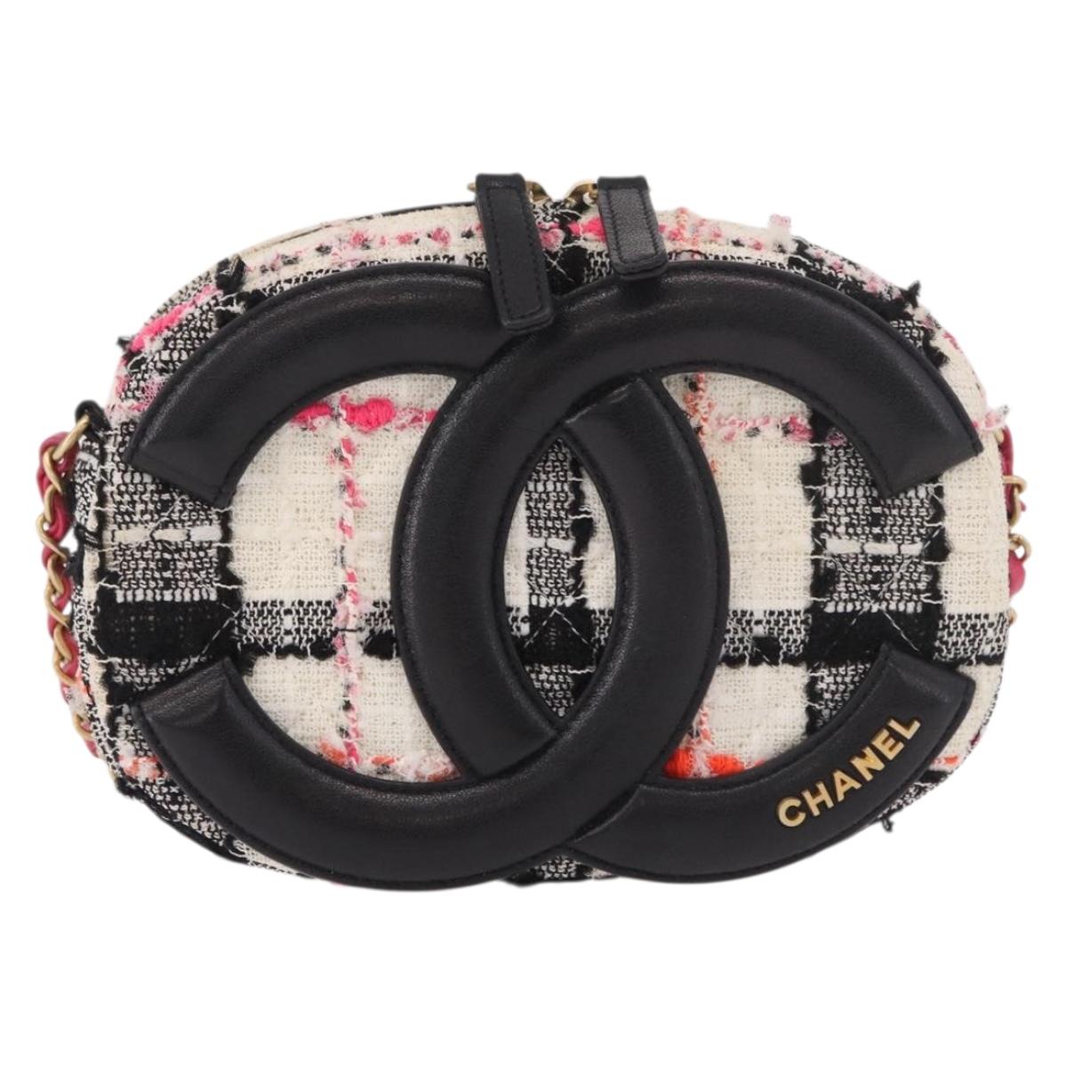 CHANEL Matelasse Chain Shoulder Bag Tweed Multicolor Gold CC Auth 191646SM