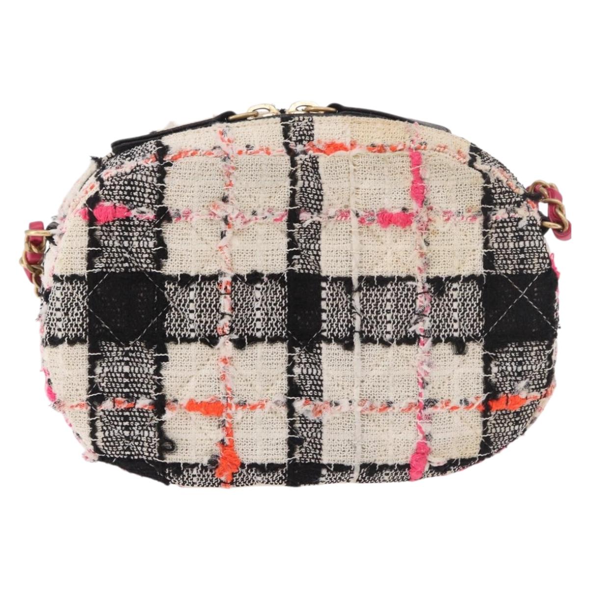CHANEL Matelasse Chain Shoulder Bag Tweed Multicolor Gold CC Auth 191646SM