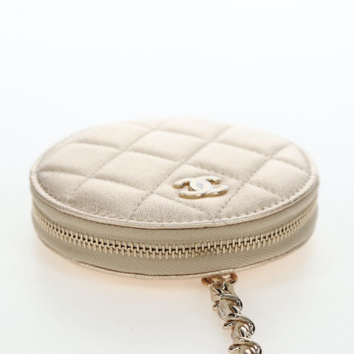 CHANEL Matelasse AirPods Pro Case Set Pouch Leather Gold CC Auth 191648SM