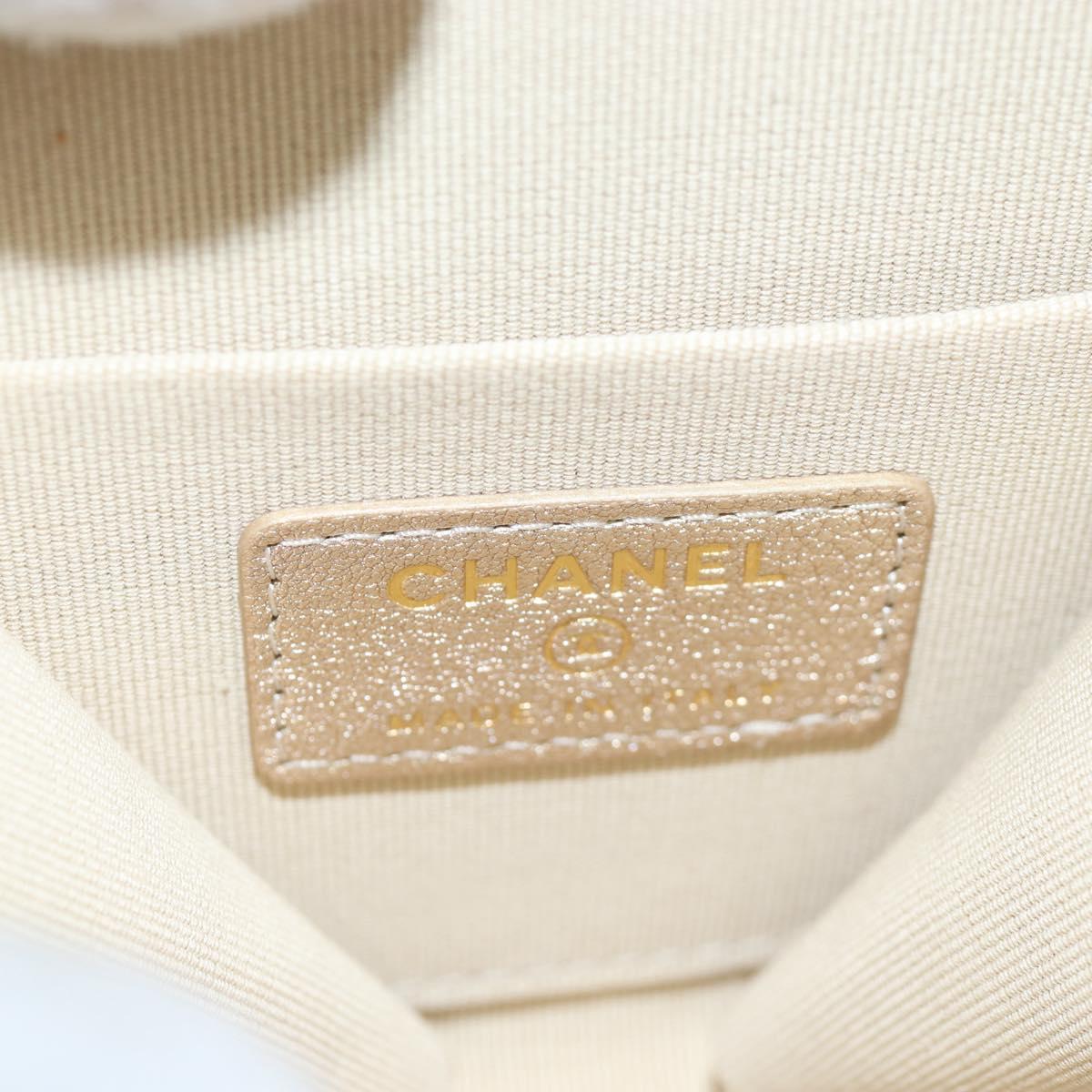 CHANEL Matelasse AirPods Pro Case Set Pouch Leather Gold CC Auth 191648SM