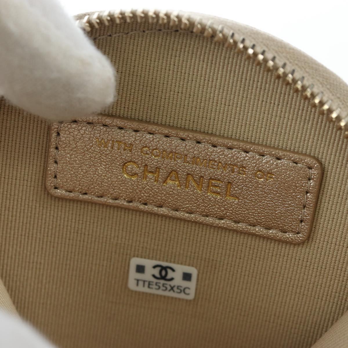 CHANEL Matelasse AirPods Pro Case Set Pouch Leather Gold CC Auth 191648SM
