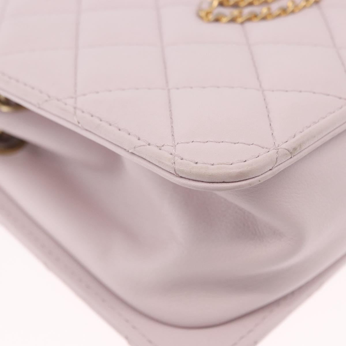 CHANEL Matelasse Chain Shoulder Bag Lamb Skin Pink Gold CC Auth 191649SAM