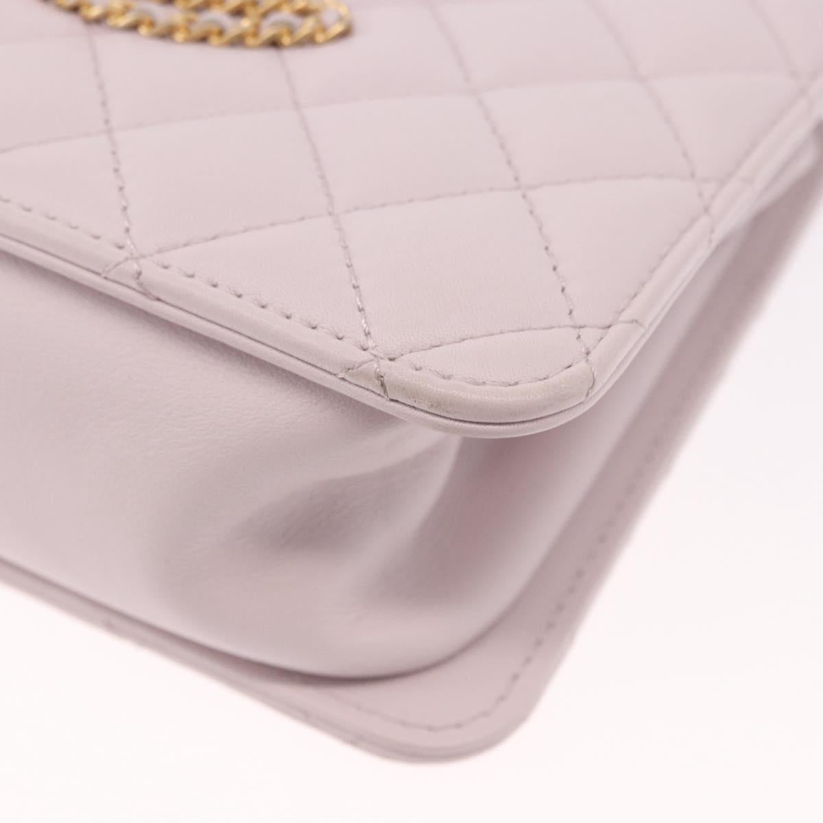CHANEL Matelasse Chain Shoulder Bag Lamb Skin Pink Gold CC Auth 191649SAM