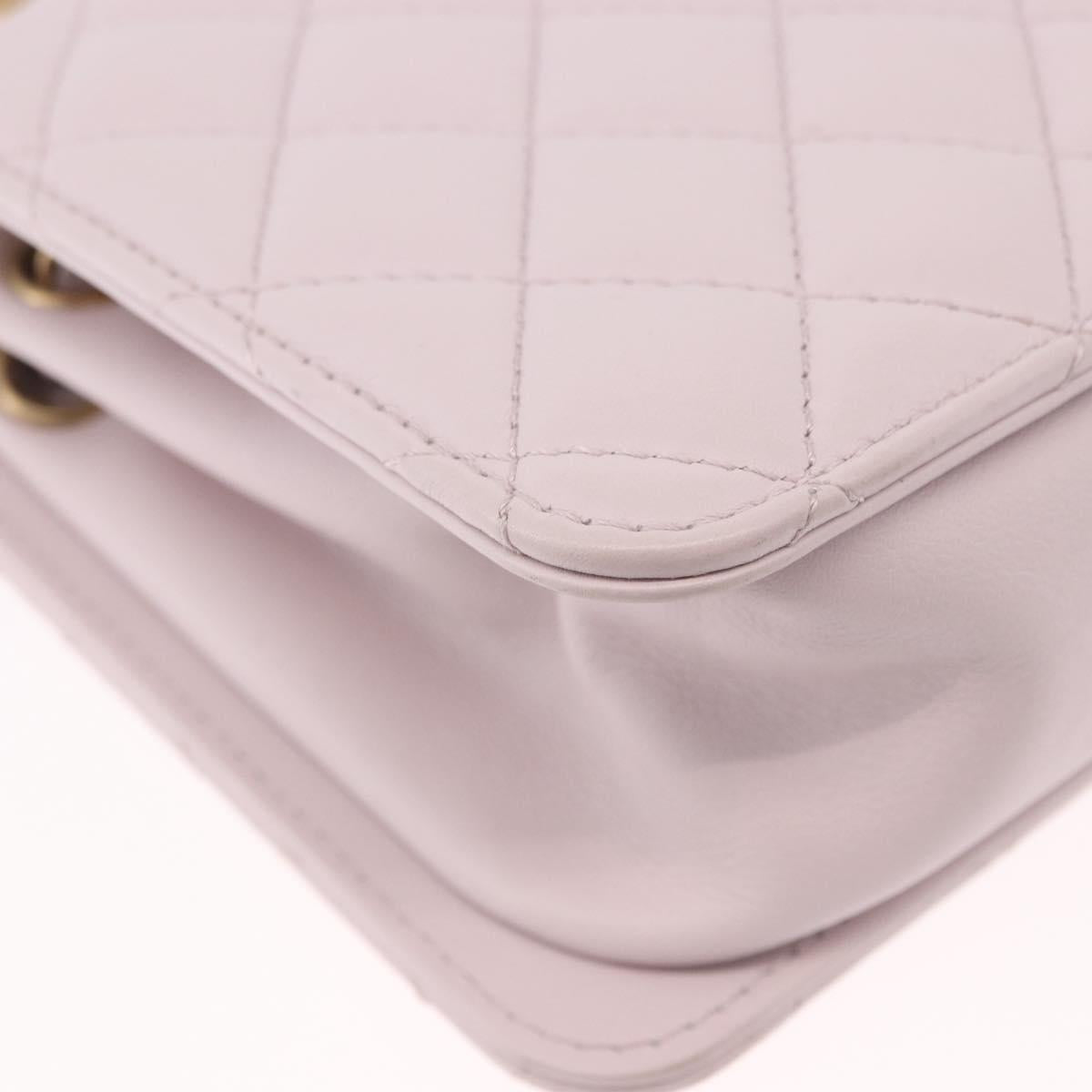 CHANEL Matelasse Chain Shoulder Bag Lamb Skin Pink Gold CC Auth 191649SAM
