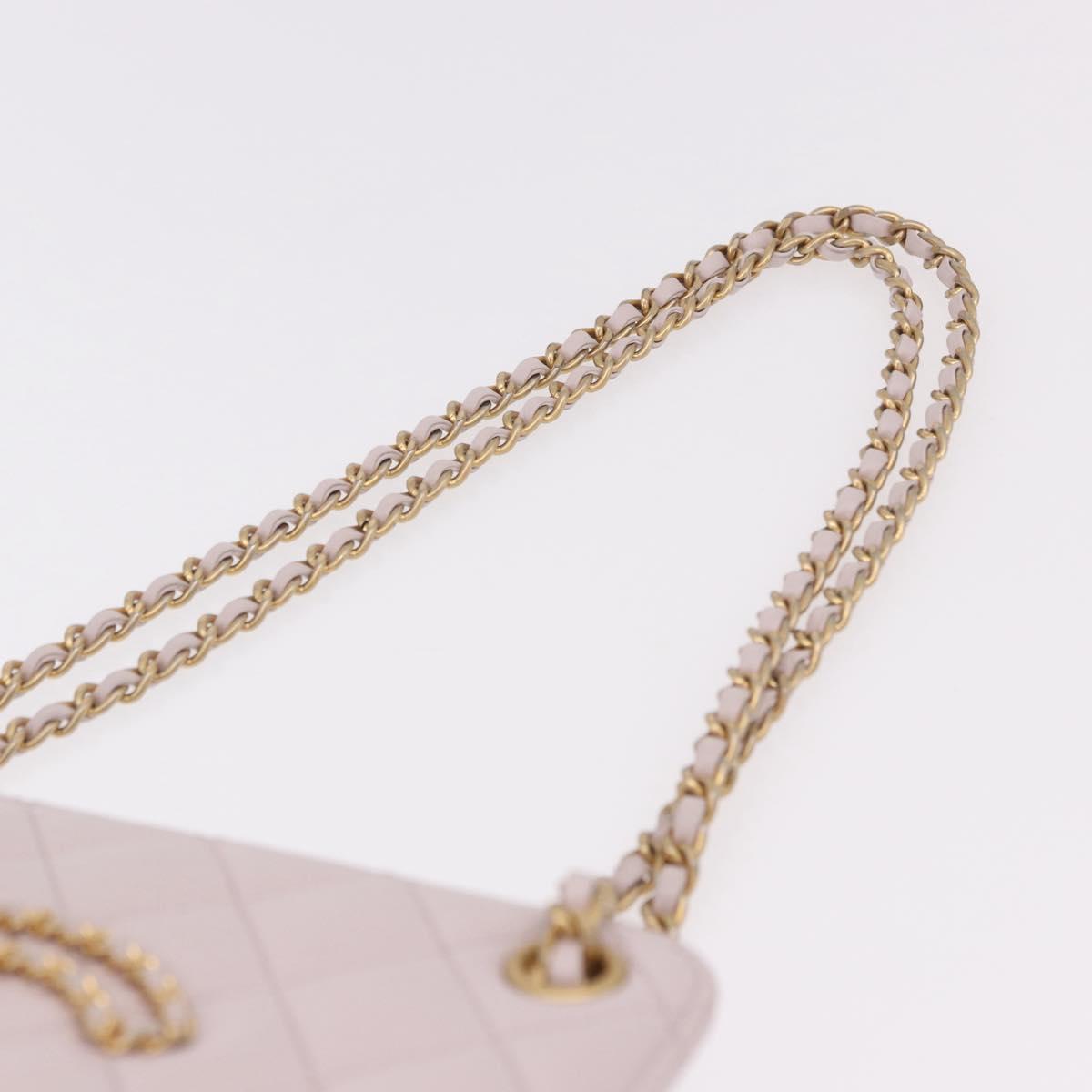 CHANEL Matelasse Chain Shoulder Bag Lamb Skin Pink Gold CC Auth 191649SAM