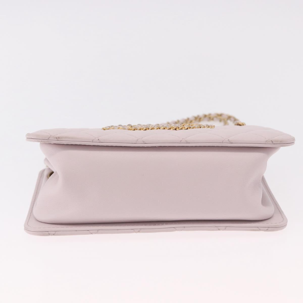 CHANEL Matelasse Chain Shoulder Bag Lamb Skin Pink Gold CC Auth 191649SAM
