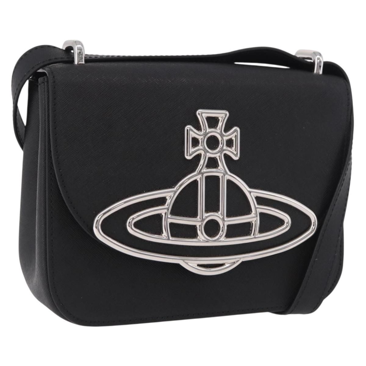 Vivienne Westwood Shoulder Bag Leather Black Silver Auth 191650V