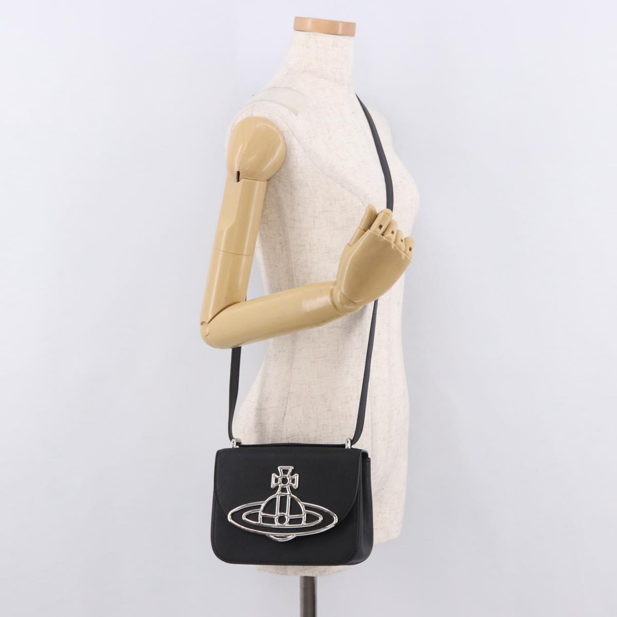 Vivienne Westwood Shoulder Bag Leather Black Silver Auth 191650V