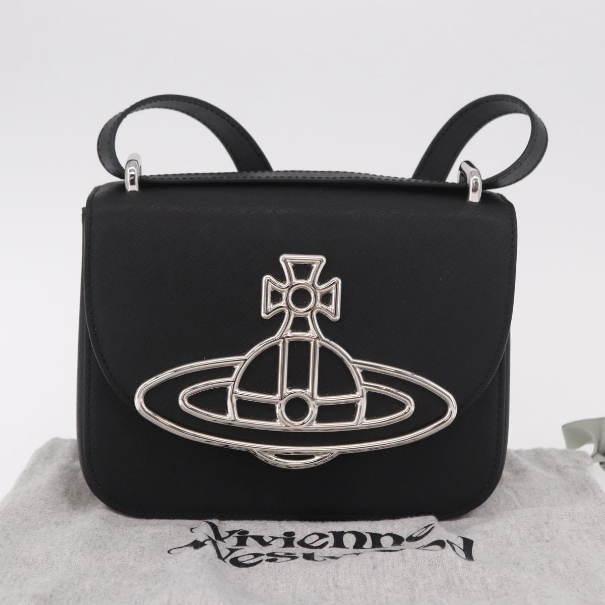 Vivienne Westwood Shoulder Bag Leather Black Silver Auth 191650V