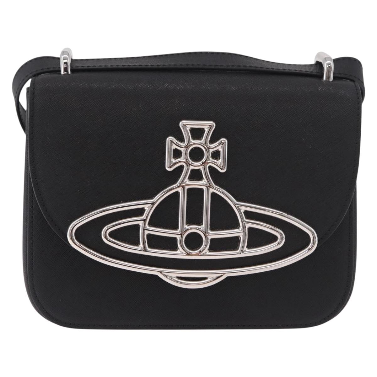 Vivienne Westwood Shoulder Bag Leather Black Silver Auth 191650V