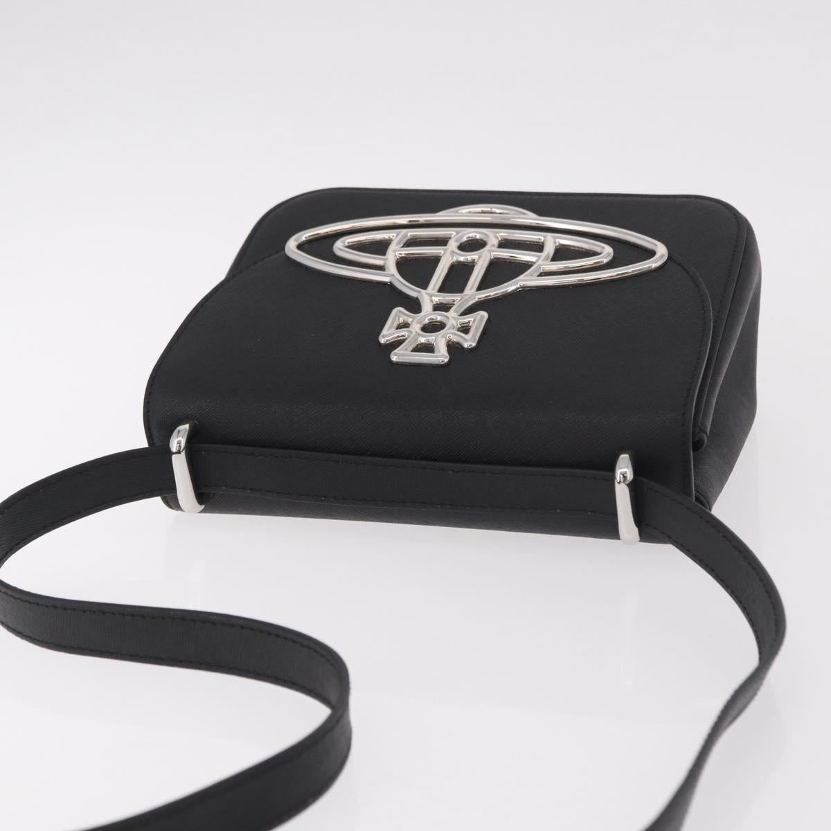 Vivienne Westwood Shoulder Bag Leather Black Silver Auth 191650V