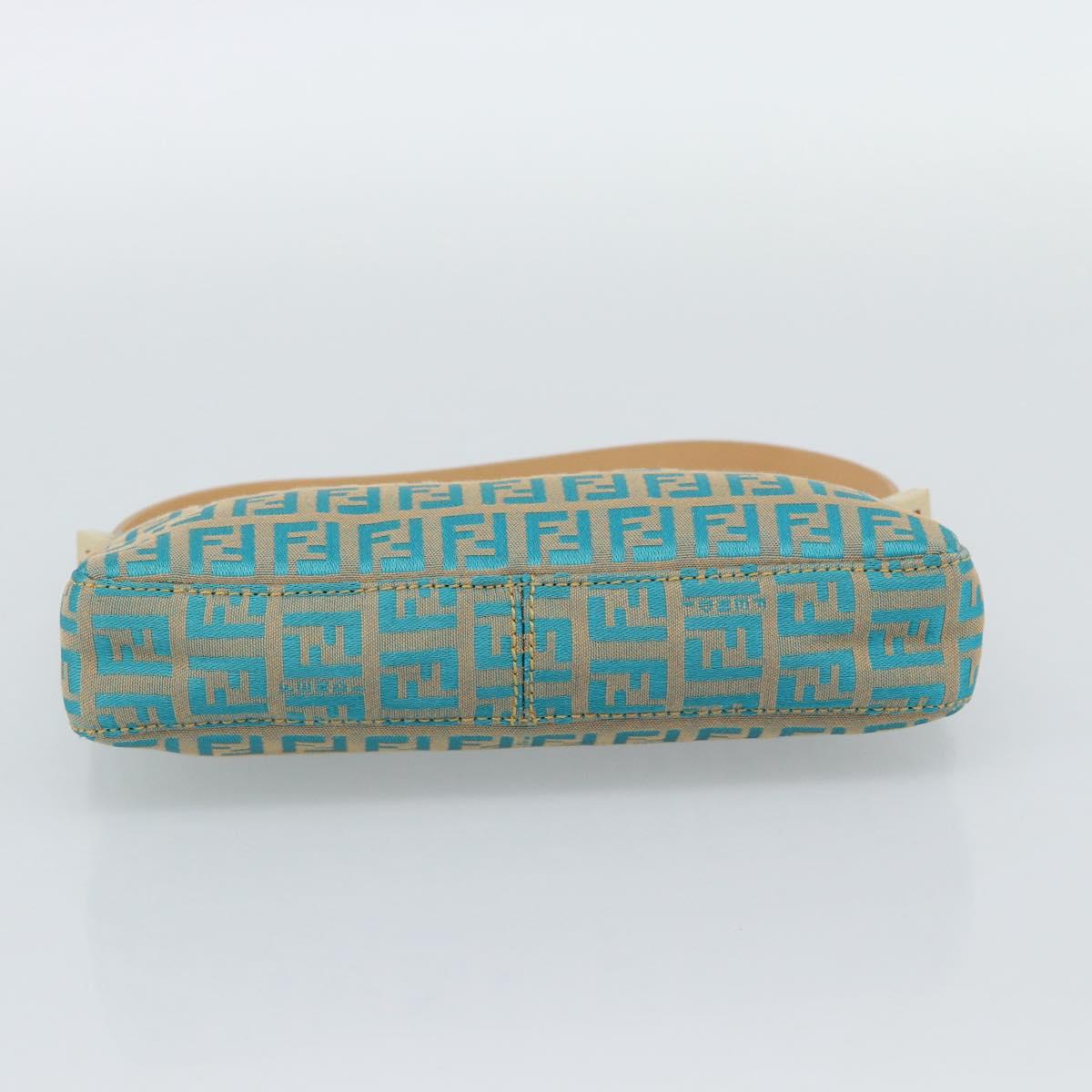 FENDI Zucchino Canvas Accessory Pouch Green Gold Auth 191651A