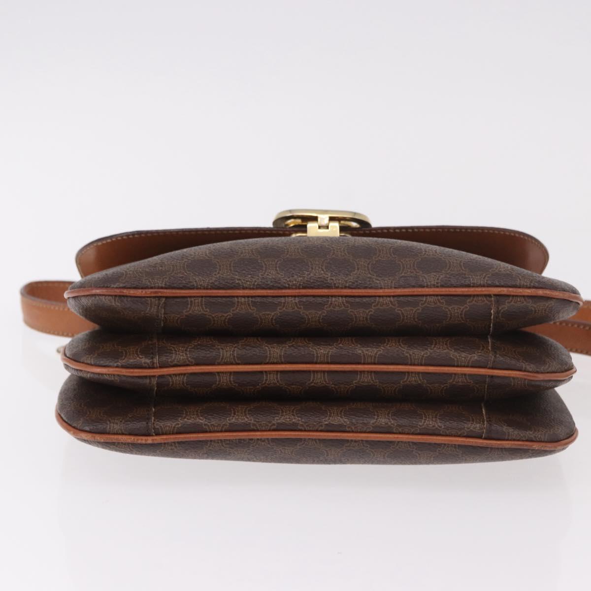 CELINE Macadam Shoulder Bag PVC Leather Brown Gold Auth 191652