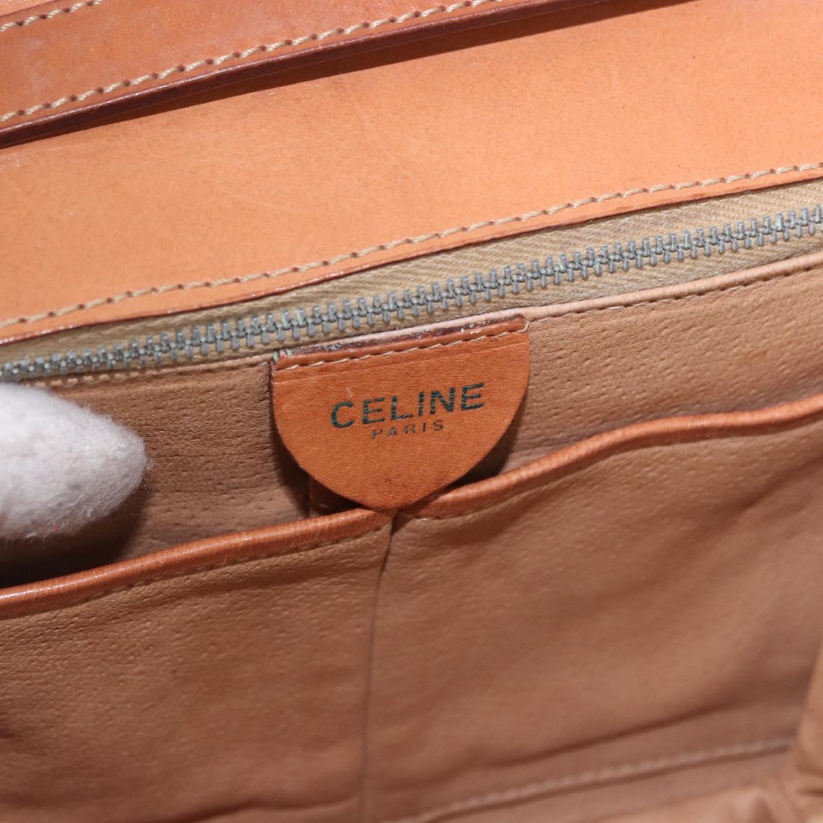 CELINE Macadam Shoulder Bag PVC Leather Brown Gold Auth 191652