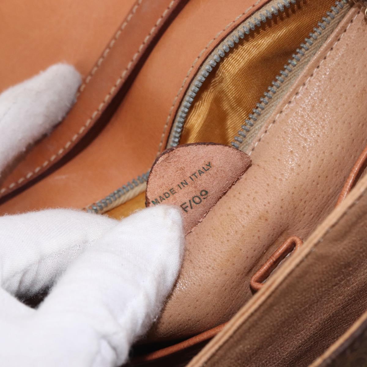 CELINE Macadam Shoulder Bag PVC Leather Brown Gold Auth 191652