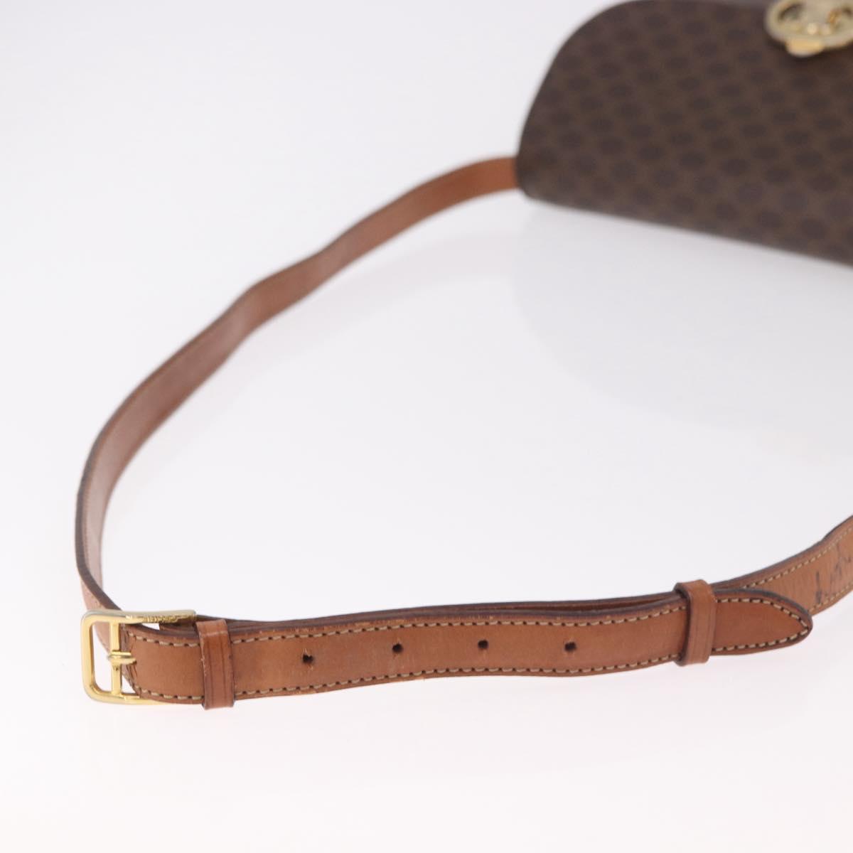 CELINE Macadam Shoulder Bag PVC Leather Brown Gold Auth 191652