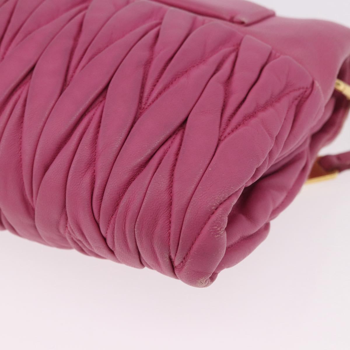 Miu Miu Matelasse Shoulder Bag Leather Pink Gold Auth 191653