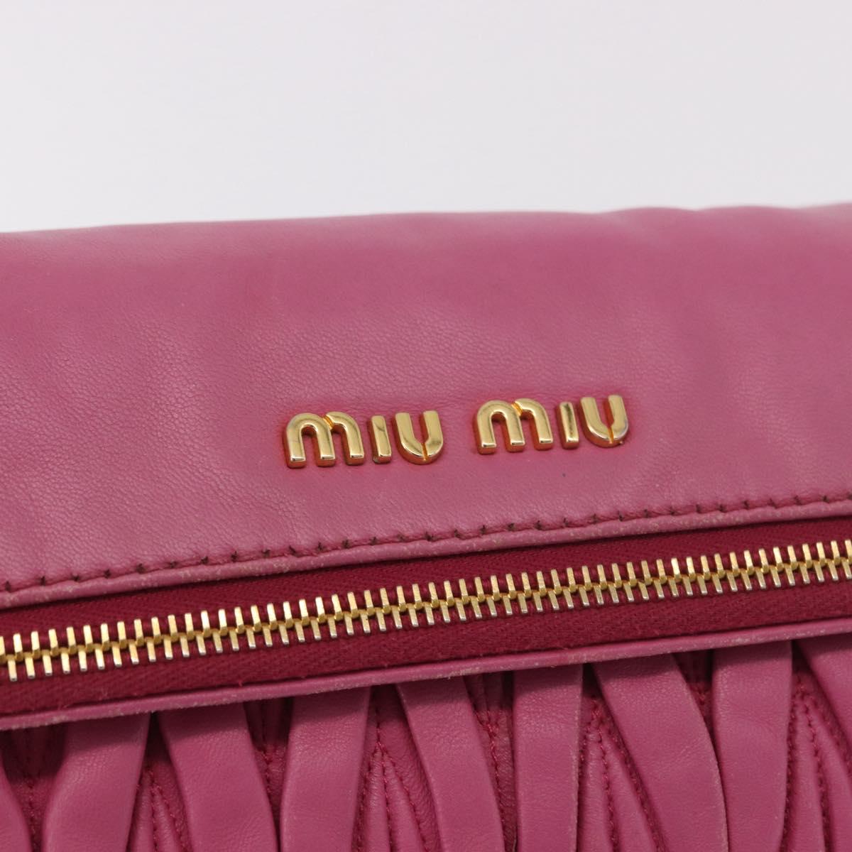Miu Miu Matelasse Shoulder Bag Leather Pink Gold Auth 191653