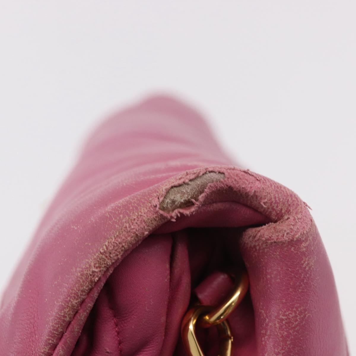 Miu Miu Matelasse Shoulder Bag Leather Pink Gold Auth 191653