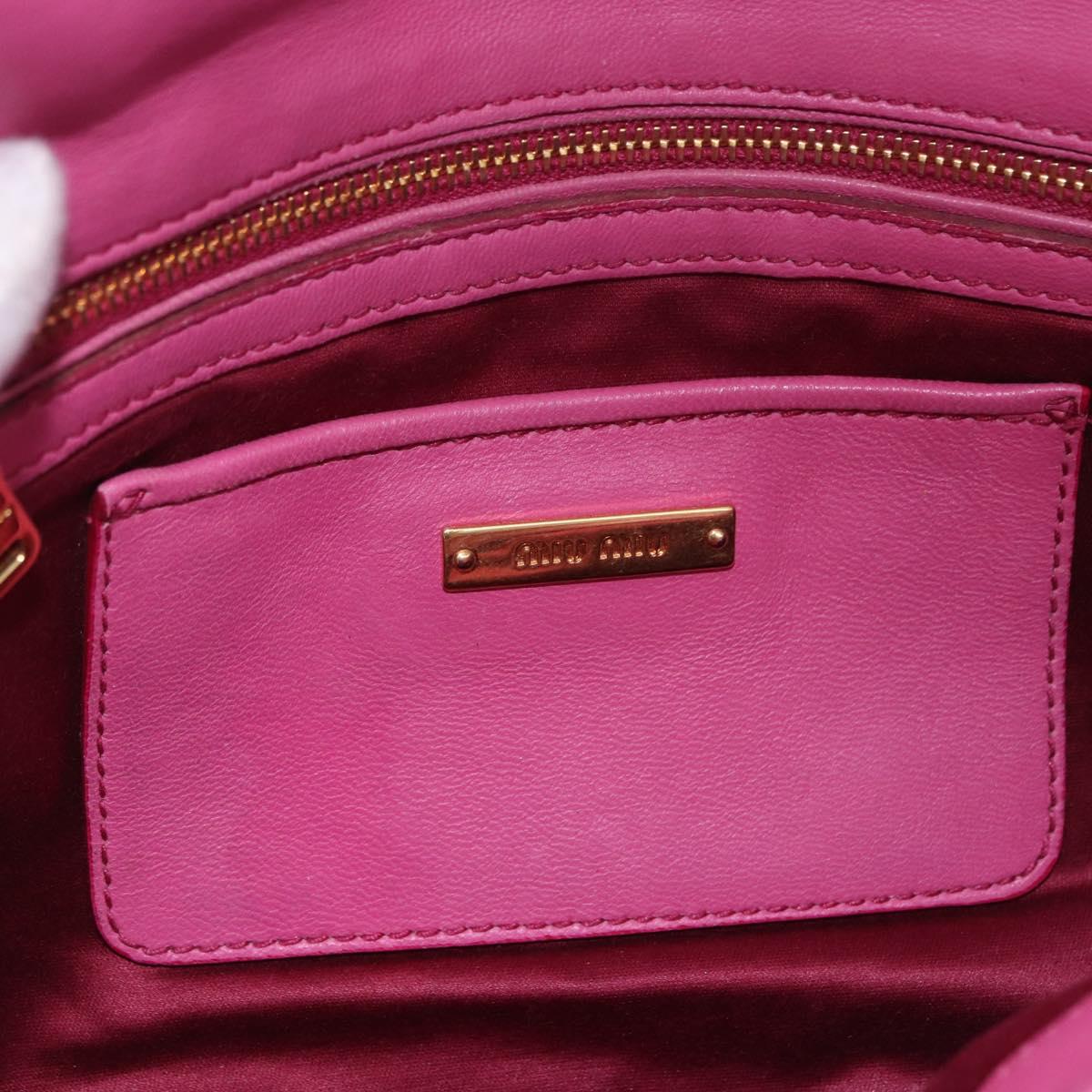 Miu Miu Matelasse Shoulder Bag Leather Pink Gold Auth 191653