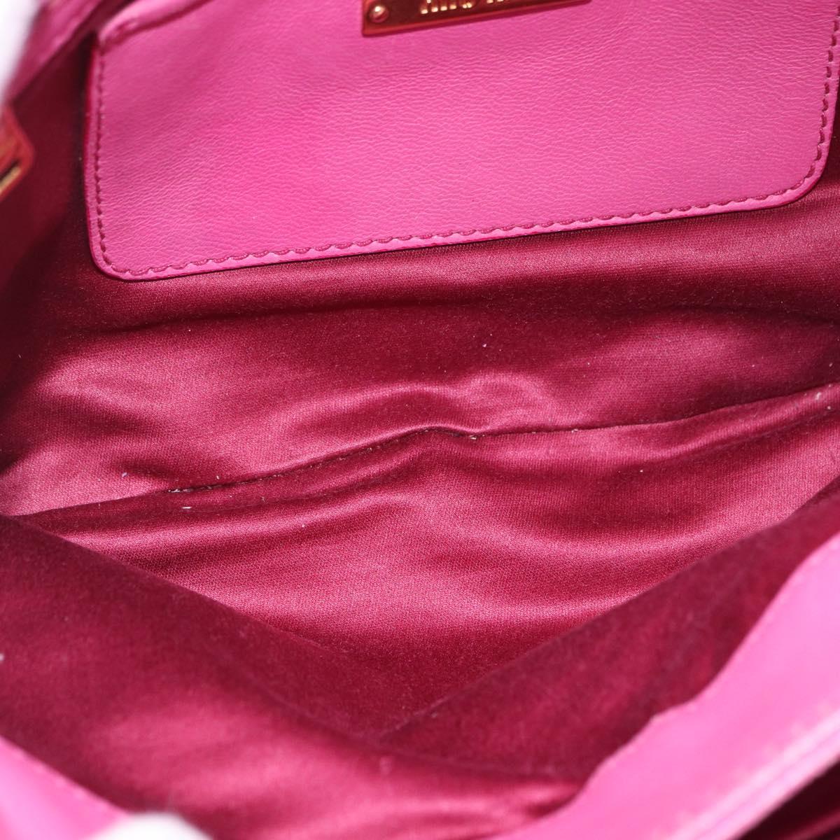 Miu Miu Matelasse Shoulder Bag Leather Pink Gold Auth 191653