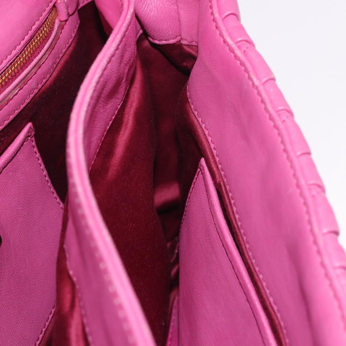 Miu Miu Matelasse Shoulder Bag Leather Pink Gold Auth 191653