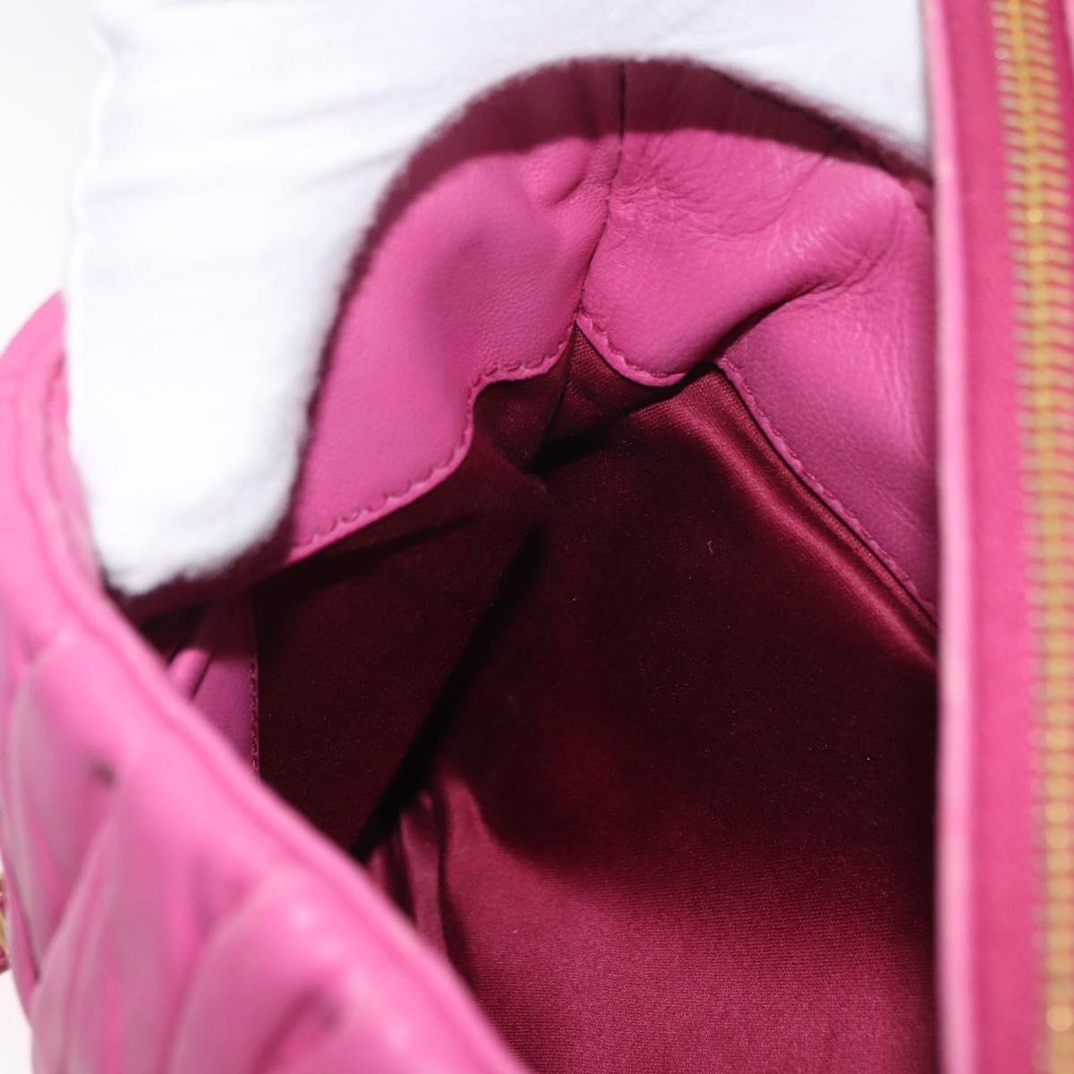 Miu Miu Matelasse Shoulder Bag Leather Pink Gold Auth 191653