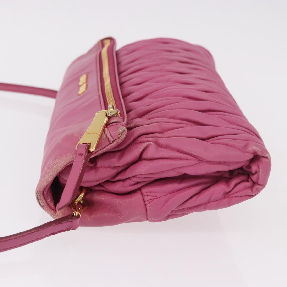Miu Miu Matelasse Shoulder Bag Leather Pink Gold Auth 191653