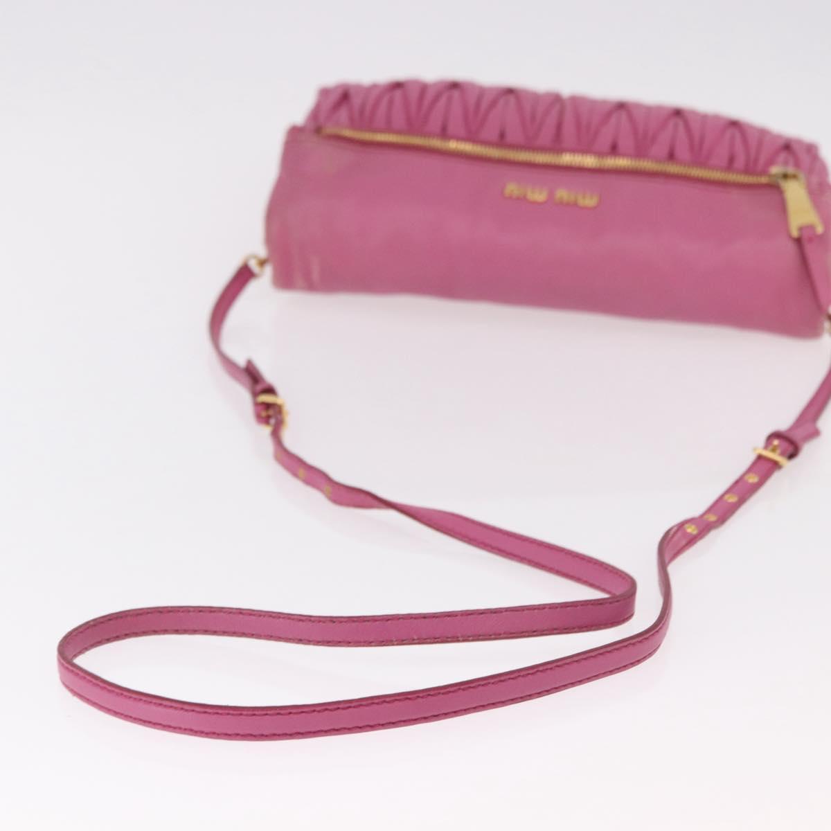 Miu Miu Matelasse Shoulder Bag Leather Pink Gold Auth 191653