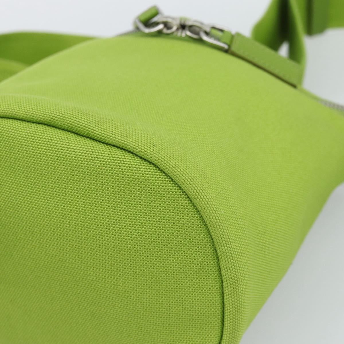 PRADA Shoulder Bag Canvas Green Silver Auth 191654SV