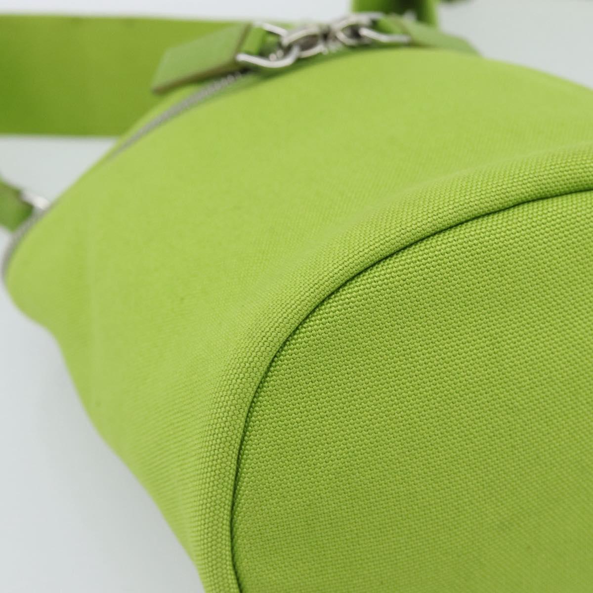 PRADA Shoulder Bag Canvas Green Silver Auth 191654SV