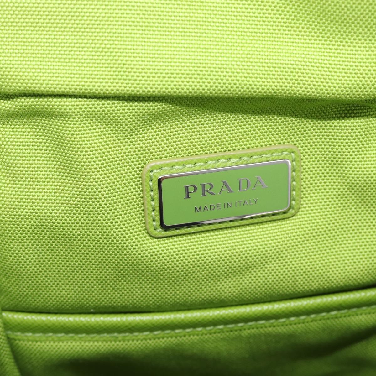 PRADA Shoulder Bag Canvas Green Silver Auth 191654SV