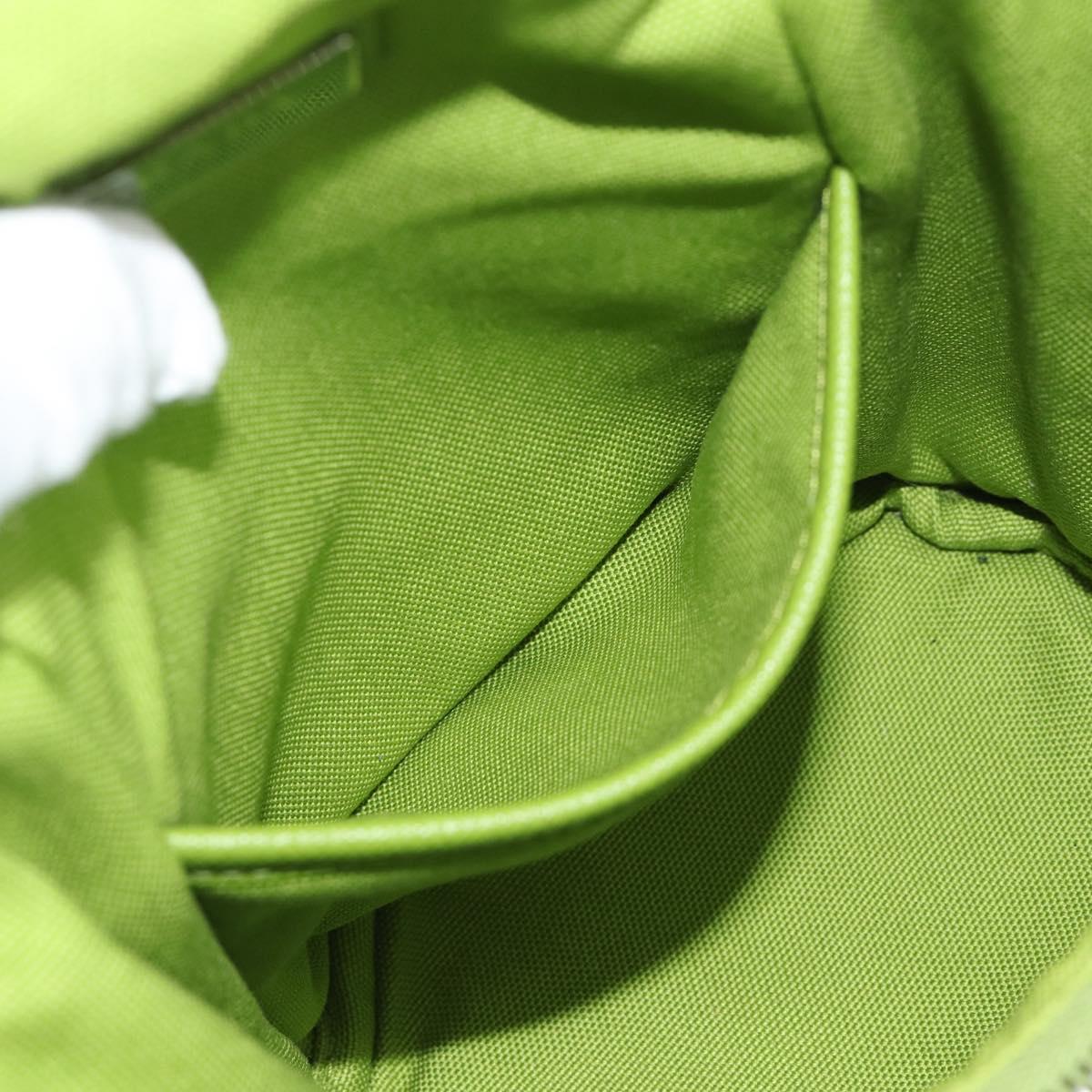 PRADA Shoulder Bag Canvas Green Silver Auth 191654SV