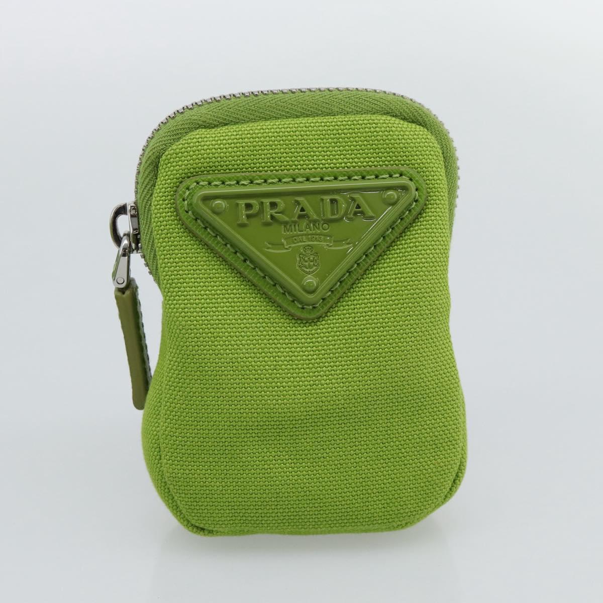 PRADA Shoulder Bag Canvas Green Silver Auth 191654SV