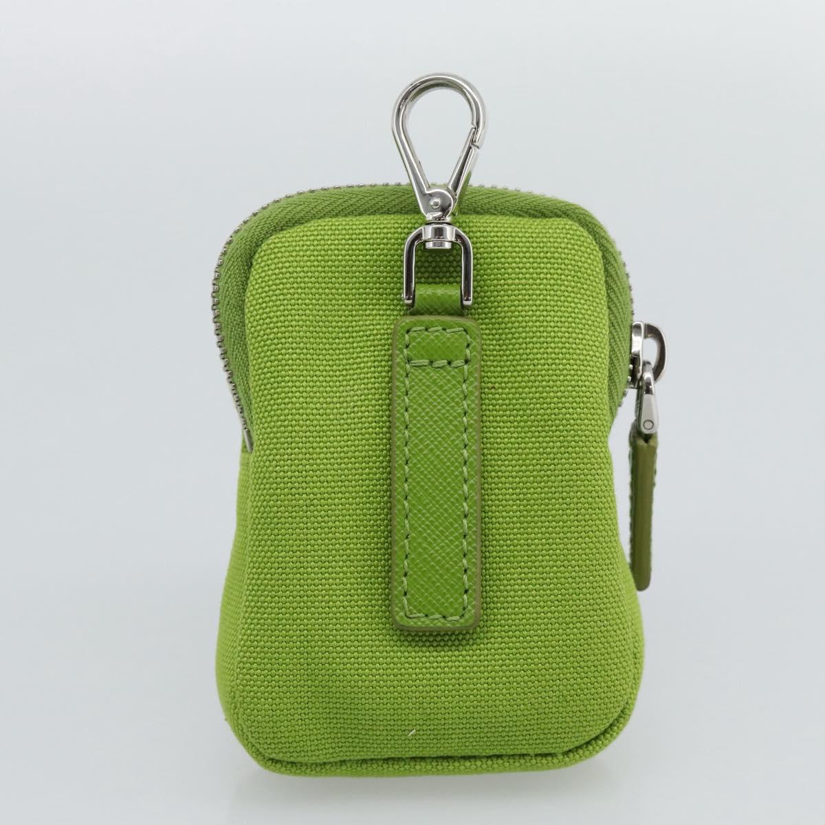 PRADA Shoulder Bag Canvas Green Silver Auth 191654SV