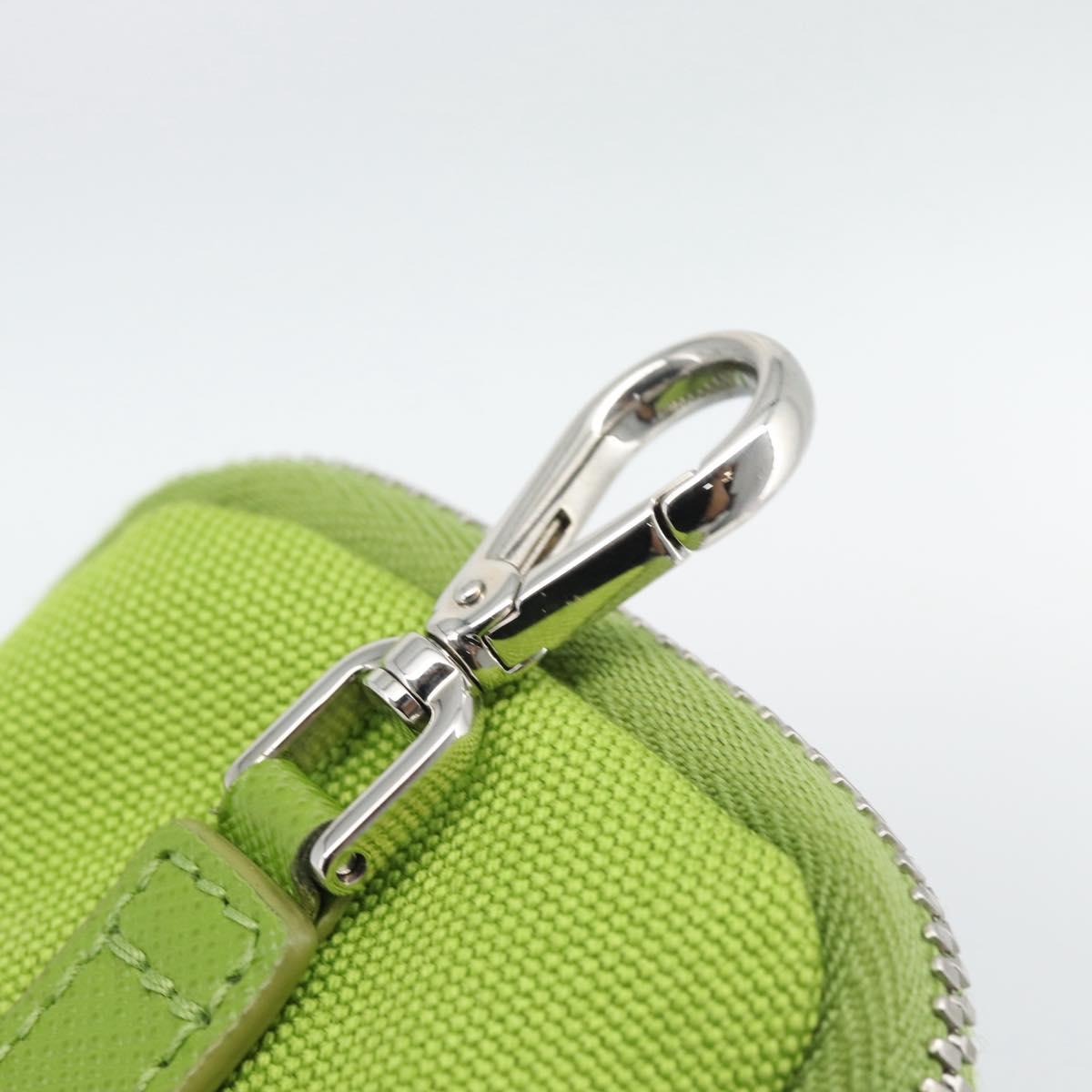 PRADA Shoulder Bag Canvas Green Silver Auth 191654SV