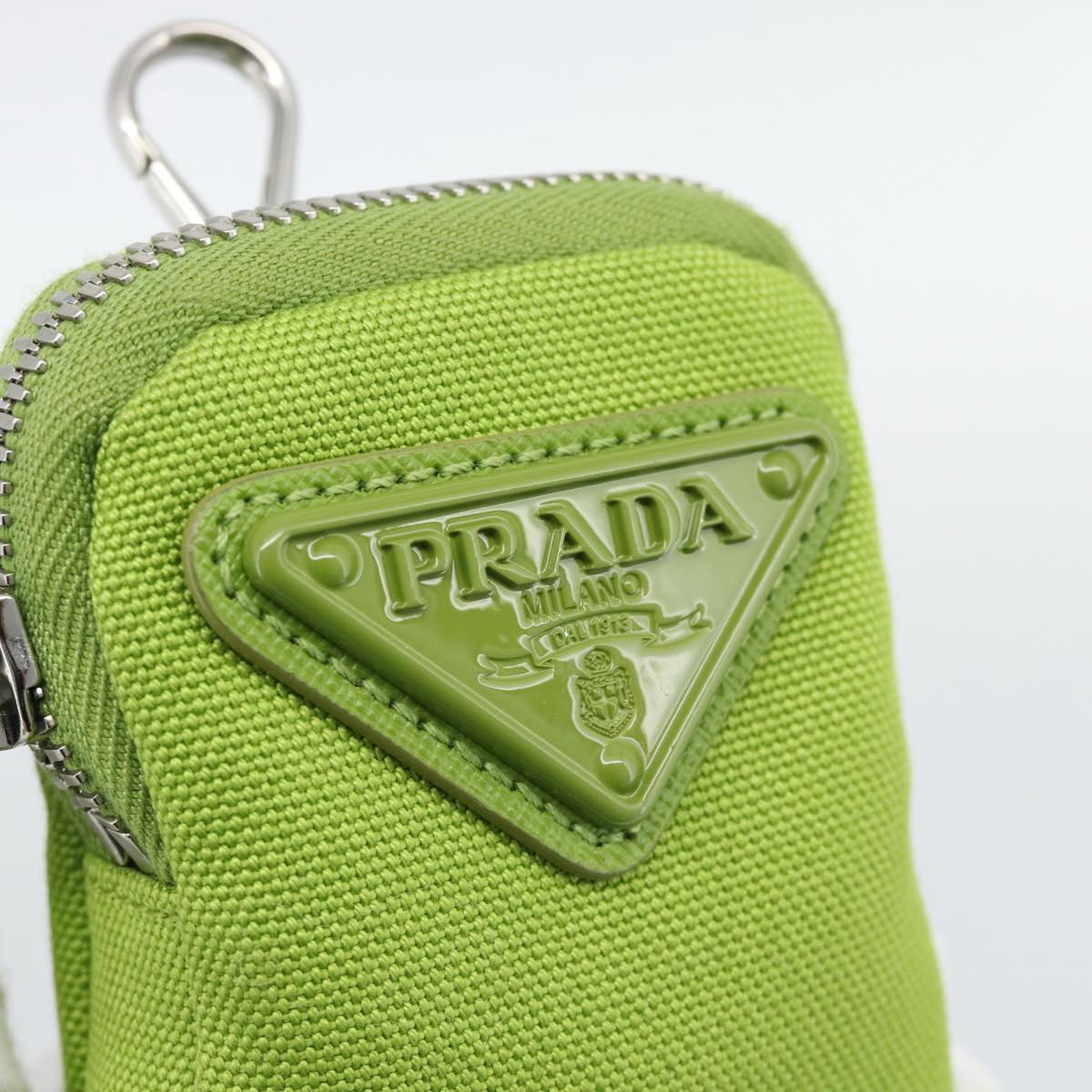 PRADA Shoulder Bag Canvas Green Silver Auth 191654SV