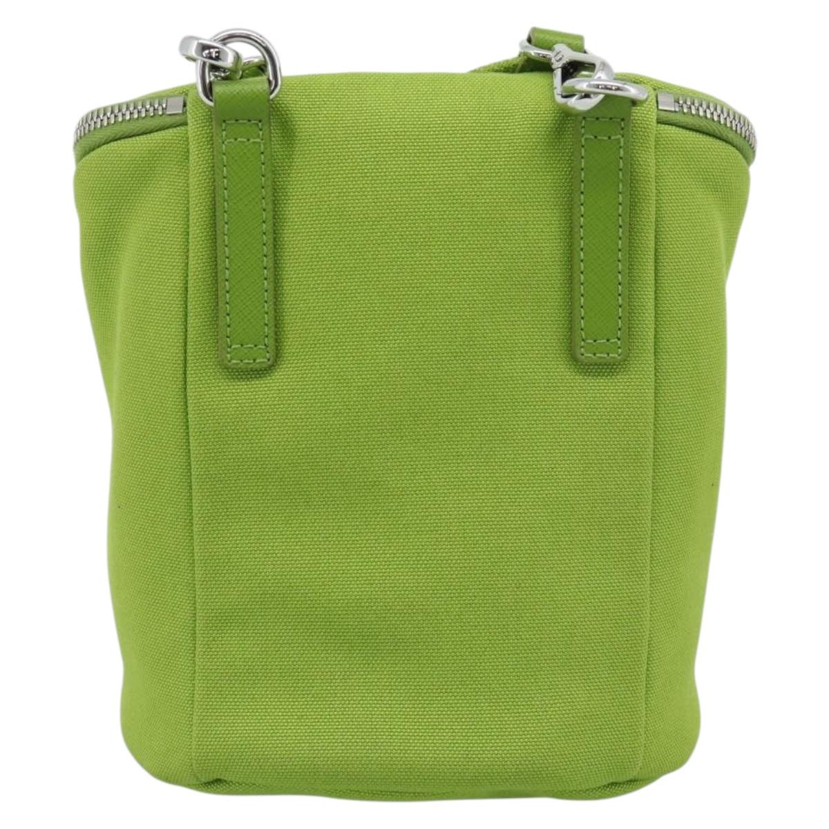 PRADA Shoulder Bag Canvas Green Silver Auth 191654SV