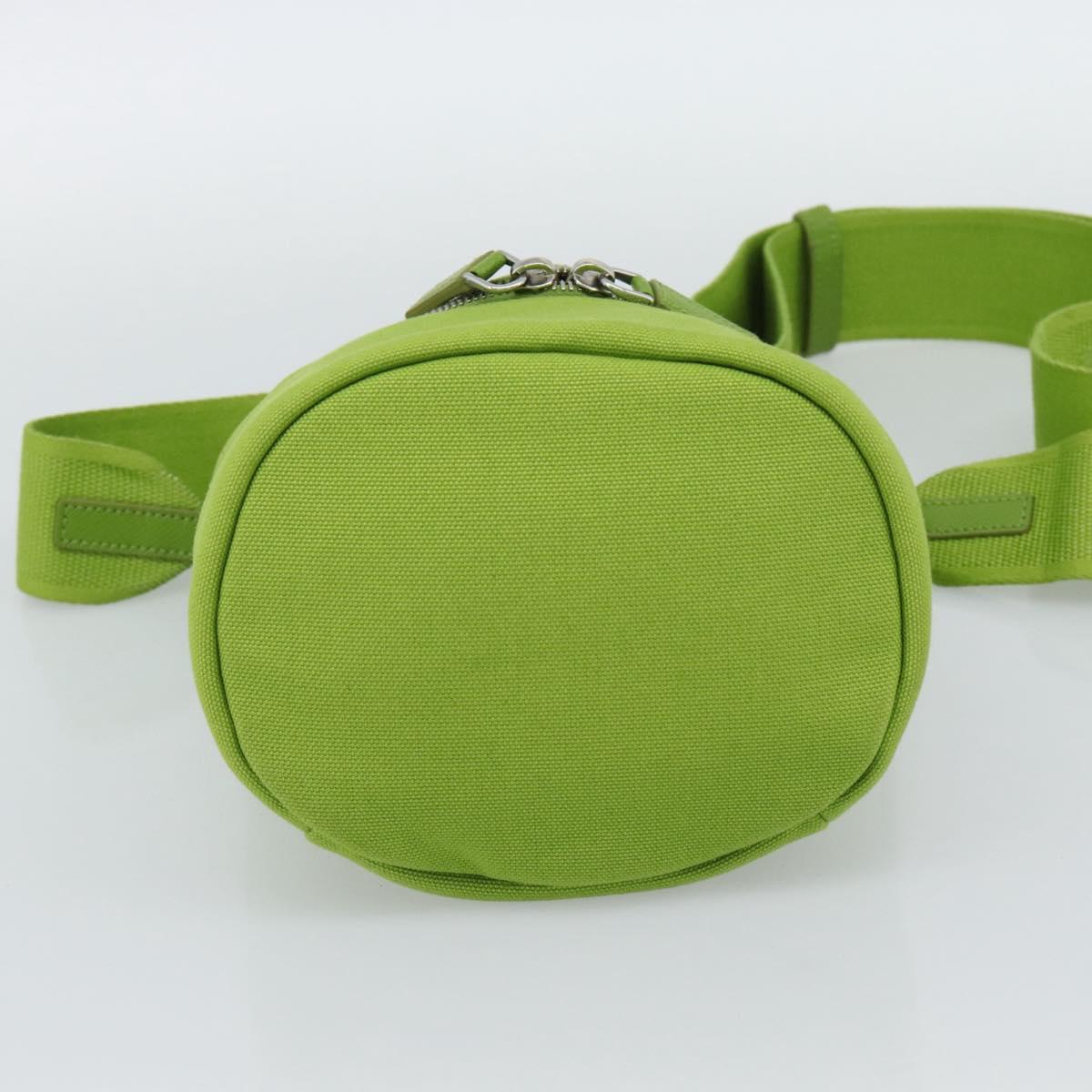 PRADA Shoulder Bag Canvas Green Silver Auth 191654SV