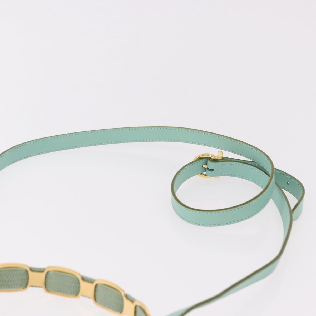 Salvatore Ferragamo Vala Hand Bag Canvas 2way Green Gold Auth 191655A