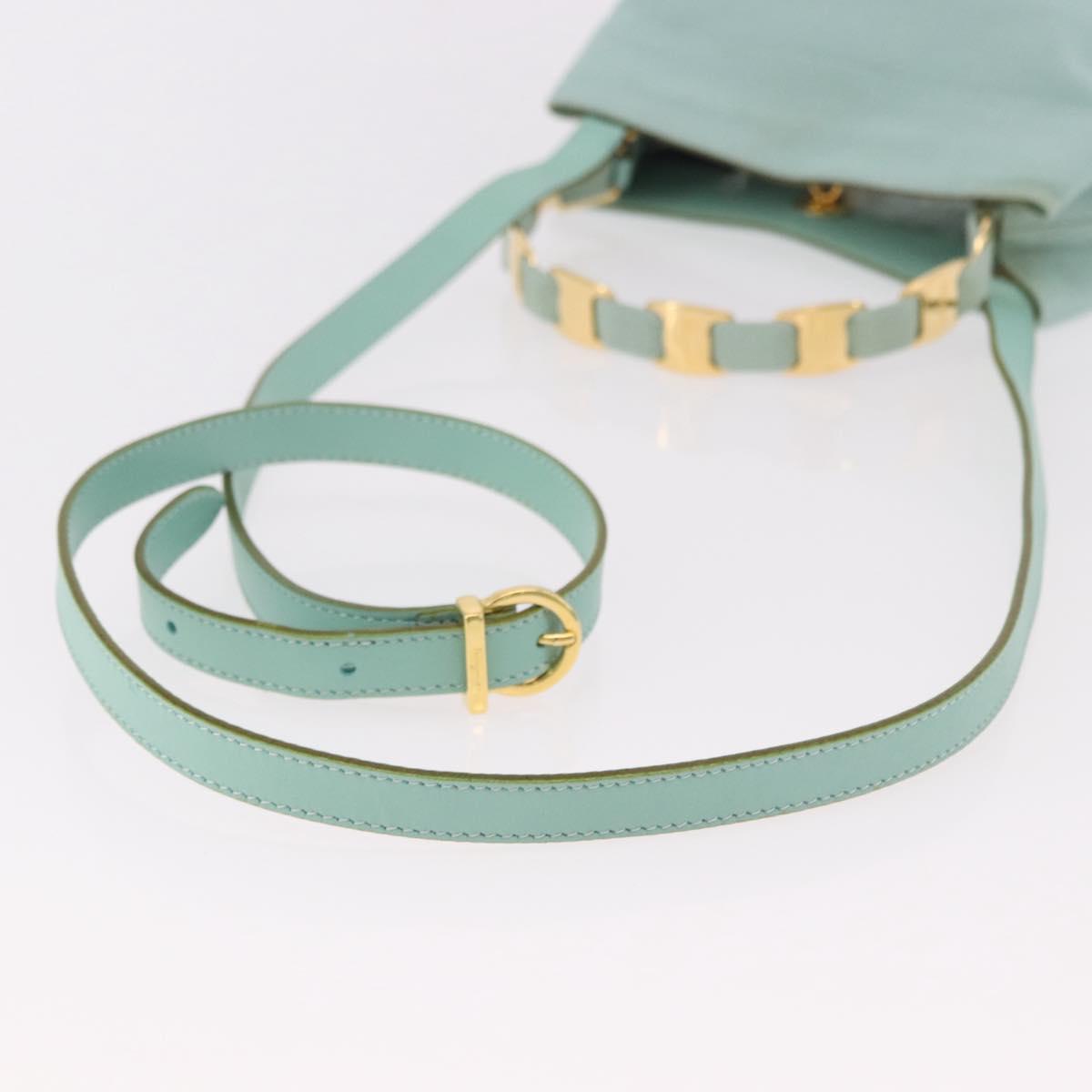 Salvatore Ferragamo Vala Hand Bag Canvas 2way Green Gold Auth 191655A